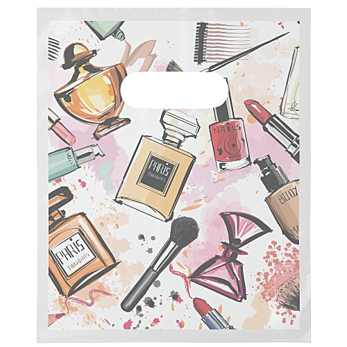 Recyclable Full Color Die Cut Handle Plastic Bag - 9" x 7-1/2" - Clear Main Image