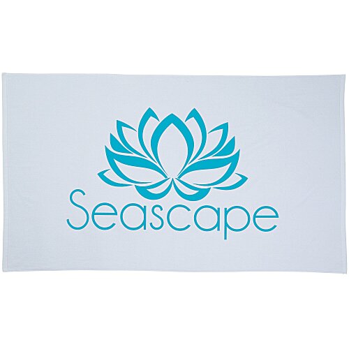 Oversize Velour Beach Towel - White Main Image