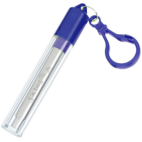 Telescopic Stainless Straw in Carabiner Case - Laser Engraved Main Image