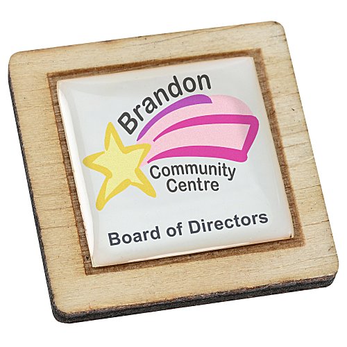 Wood Lapel Pin - Square - Full Color Main Image