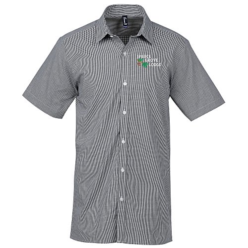 Microcheck Gingham SS Cotton Shirt - Men's Main Image