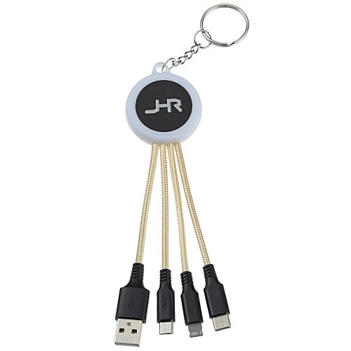Color Changing Light-Up Logo Charging Cable Keychain Main Image