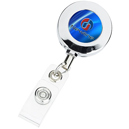 Metal Retractable Badge Holder - Alligator Clip - Round - Label Main Image