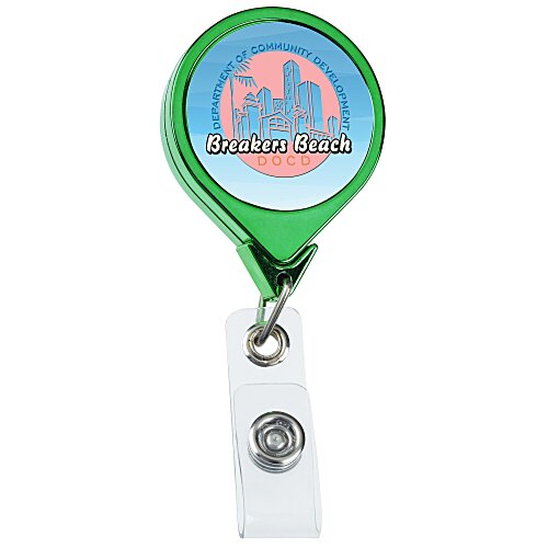 Retractable Badge Holder - Round - Chrome Finish - Label Main Image