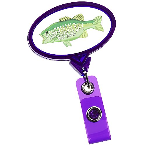 Jumbo Retractable Badge Holder - 40" - Oval - Translucent - Label Main Image
