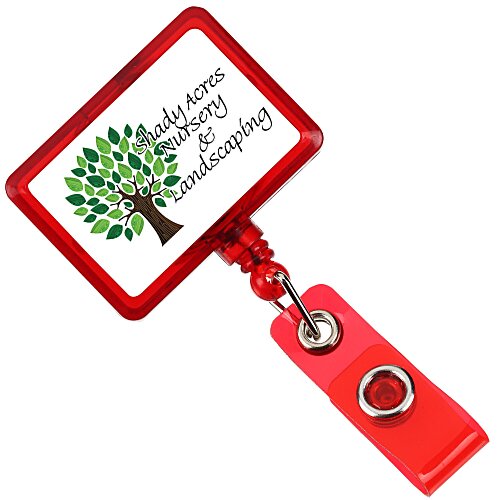 Jumbo Retractable Badge Holder - 40" - Rectangle - Translucent - Label Main Image