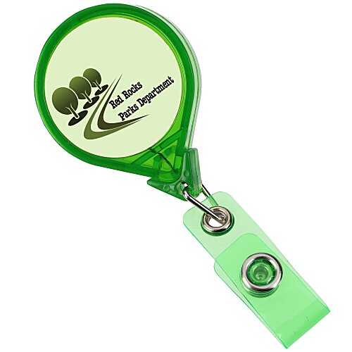 Jumbo Retractable Badge Holder - 40" - Round - Translucent - Label Main Image