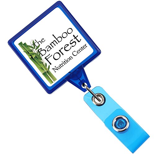 Jumbo Retractable Badge Holder - 40" - Square - Translucent - Label Main Image
