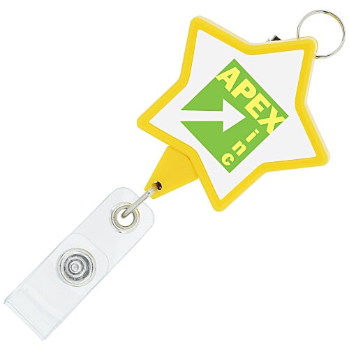 Retractable Badge Holder with Lanyard Attachment - Star - Label Main Image