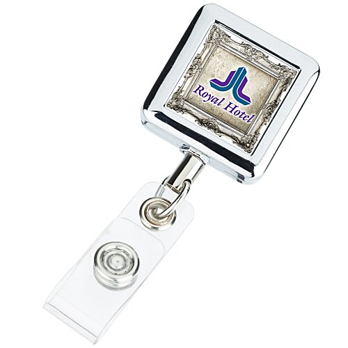 Metal Retractable Badge Holder - Alligator Clip - Square - Label Main Image