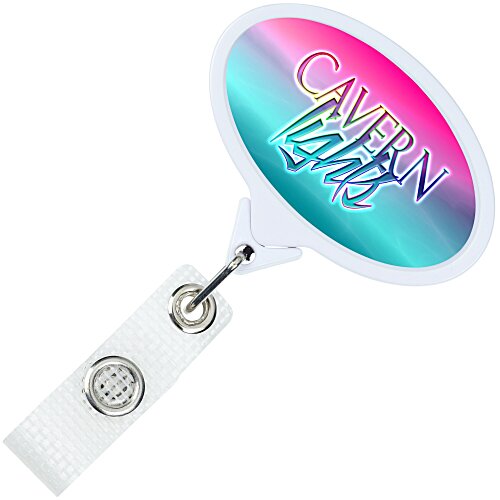 Jumbo Retractable Badge Holder with Antimicrobial Additive - 40" Oval - Label Main Image