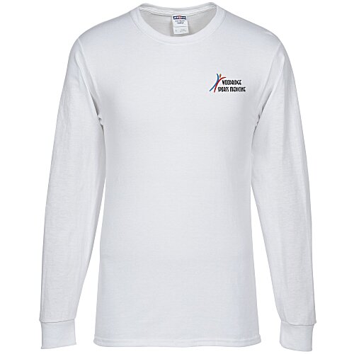 Jerzees Dri-Power 50/50 LS T-Shirt - White - Embroidered Main Image