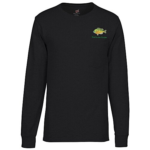 Hanes Workwear Pocket Long Sleeve T-Shirt - Embroidered Main Image