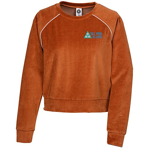US Blanks Plush Velour Crop Sweatshirt - Ladies' Main Image