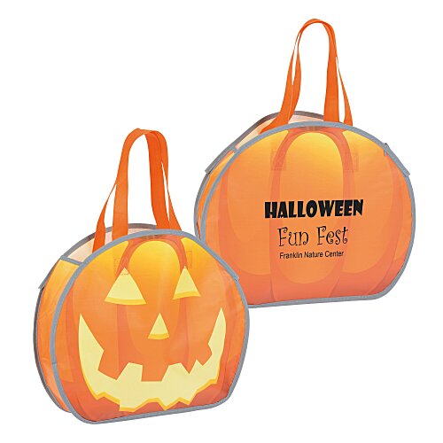 Reflective Halloween Pumpkin Tote - 24 hr Main Image