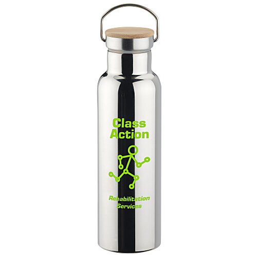 Accord Vacuum Stainless Bottle with Wood Lid - 21 oz - Metallic Shine Main Image