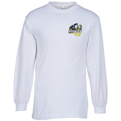American Apparel Classic Cotton LS T-Shirt - White - Embroidered Main Image