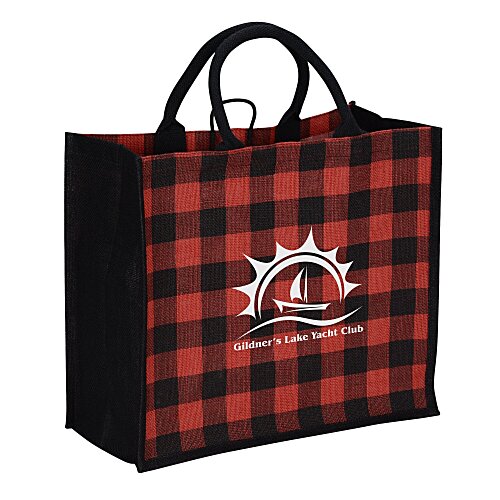 Buffalo Plaid Jute Tote Main Image