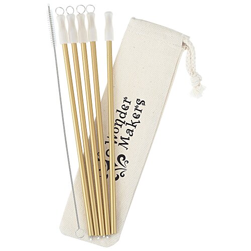 Park Avenue Stainless Straw Set in Cotton Pouch - 5 Pack Main Image