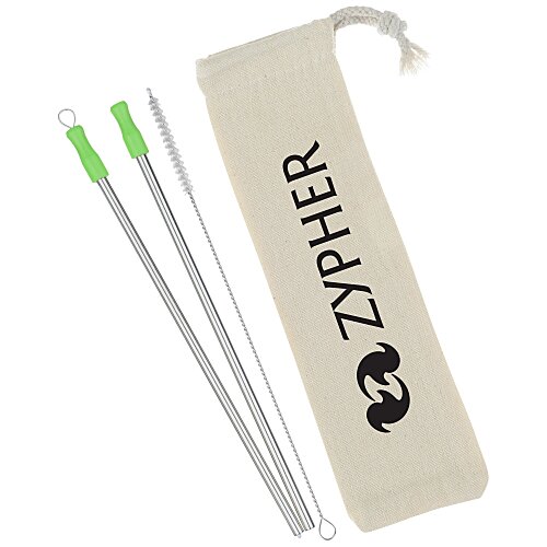 Stainless Straw Set in Cotton Pouch - 2 Pack Main Image