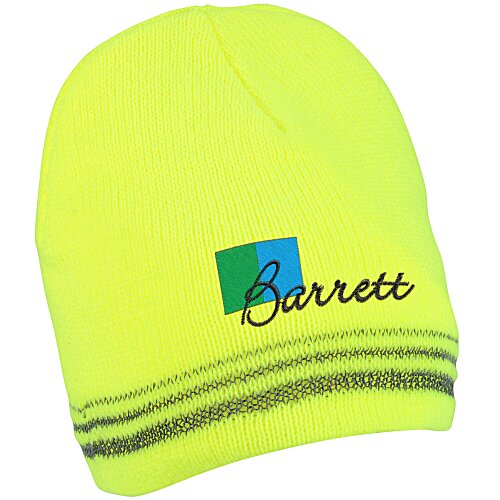 Vivid Knit Beanie with Reflective Stripes Main Image