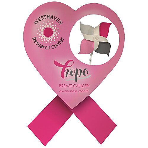 Pinwheel Yard Sign - Heart Awareness Ribbon - 23 inches x 16 inches - 1/2 inches Main Image