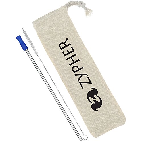 Stainless Straw Set in Cotton Pouch - 1 Pack - 24 hr Main Image