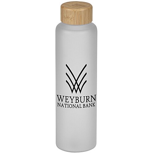 Belle Frosted Glass Bottle with Bamboo Lid - 20 ounces Main Image