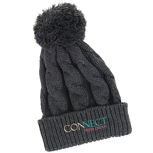 Richardson Chunky Cable Knit Pom Beanie Main Image