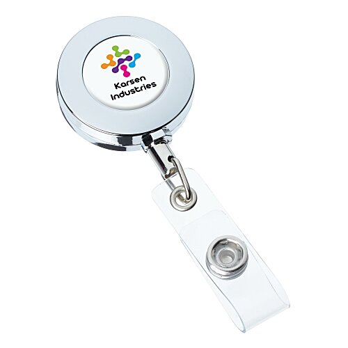 Domed Metal Retractable Badge Holder with Slip Clip Main Image
