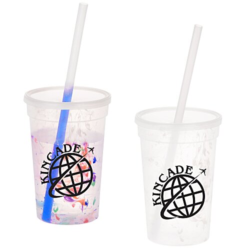 Rainbow Confetti Mood Cup with Straw - 16 oz Main Image