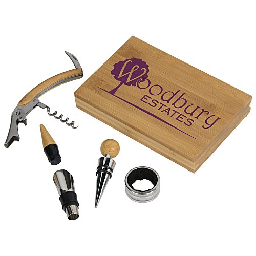4-Piece Bamboo Wine Gift Set - 24 hr Main Image