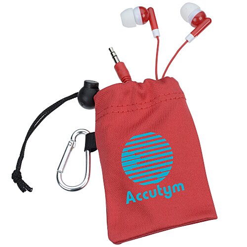 Microfiber Pouch with Colorful Earbuds Main Image