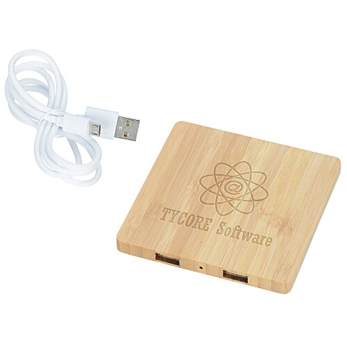 Bamboo Wireless Charging Pad with Hub Main Image