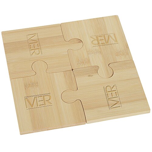 Bamboo Puzzle Coaster Set Main Image