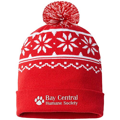 Snowflake Cuffed Pom Beanie Main Image