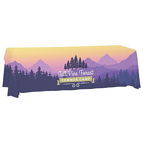 Hemmed Antimicrobial Open-Back Table Throw - 8' Main Image