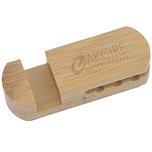 Bamboo Phone Stand and Cable Organizer Main Image
