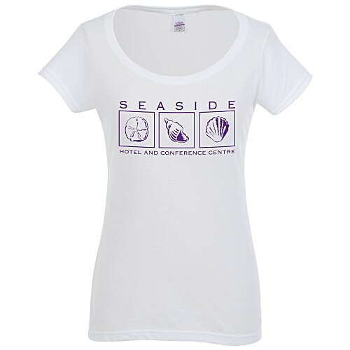 Tultex Polyester Blend Scoop Neck T-Shirt - White Main Image