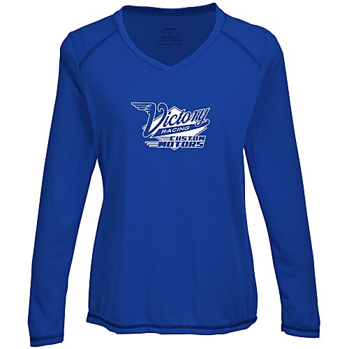 Augusta Super Soft-Spun Poly V-Neck Long Sleeve T-Shirt - Ladies' Main Image