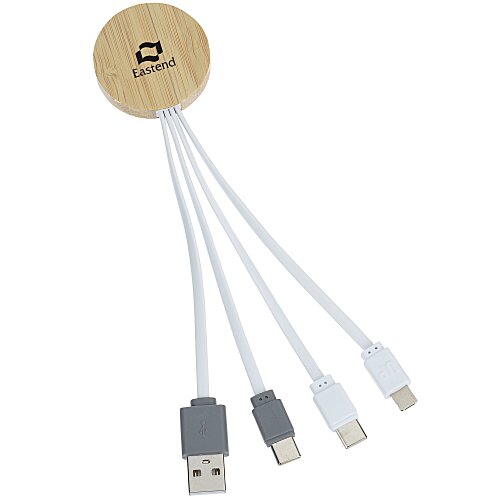 Bamboo Accent Duo Charging Cable - Round Main Image
