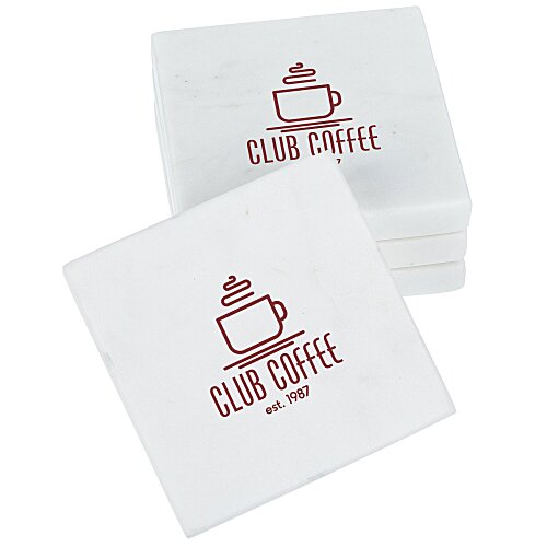 Be Home White Marble Square Coaster Set Main Image