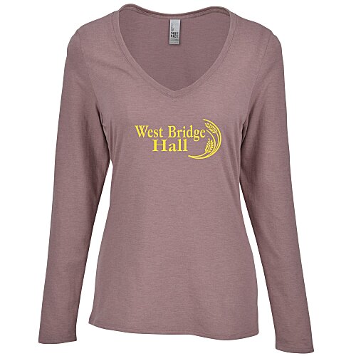 Optimal Tri-Blend Long Sleeve V-Neck T-Shirt - Ladies' Main Image