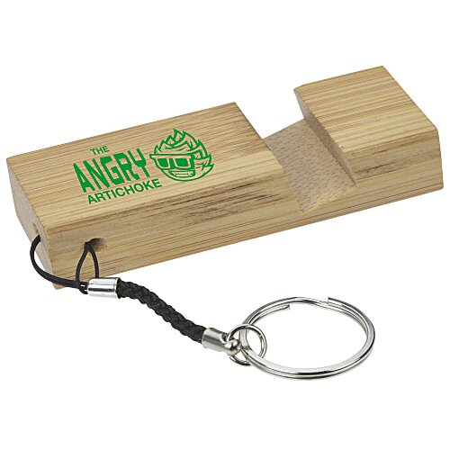 Bamboo Phone Stand Keychain Main Image