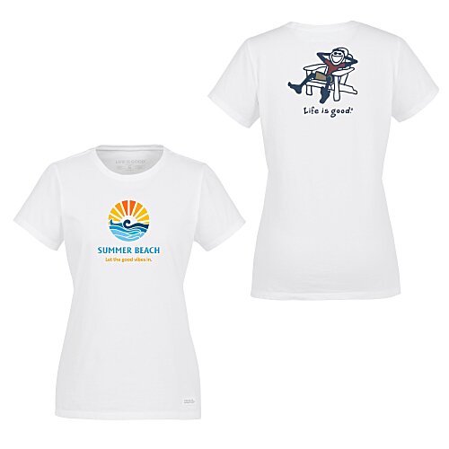 Life is Good Crusher Tee - Ladies' - Full Color - White - Adirondack Main Image