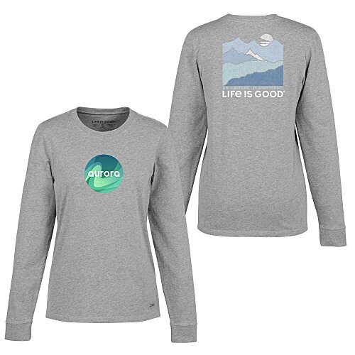 Life is Good Crusher Long Sleeve Tee - Ladies' - Full Color - Mountains Main Image