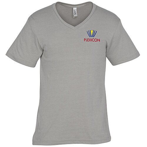 American Apparel Fine Jersey CVC V-Neck T-Shirt - Embroidered Main Image