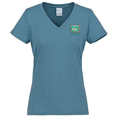 Port & Company Tri-Blend V-Neck T-Shirt - Ladies' - Embroidered Main Image