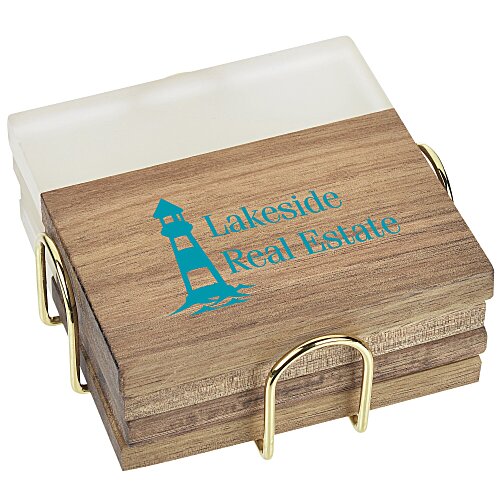 Acacia Wood and Resin Coaster Set - Square Main Image