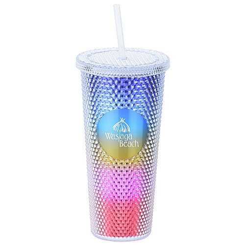 Bux Tumbler with Straw - 24 oz. - Metallic - Rainbow Main Image